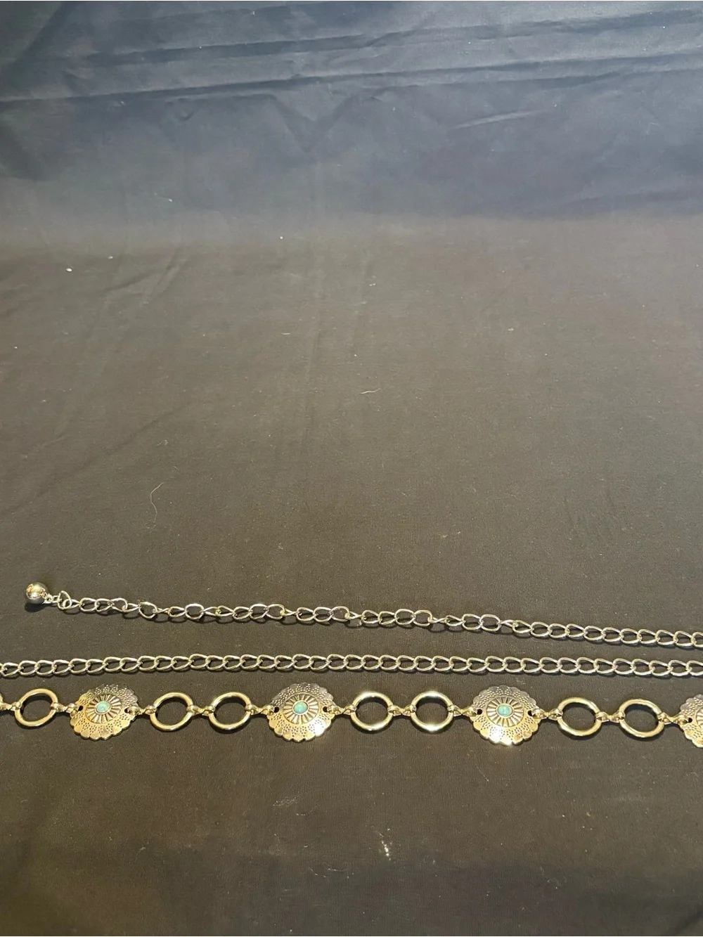 Silver-Tone Turquoise Accents Chain Link Concho Western Belt